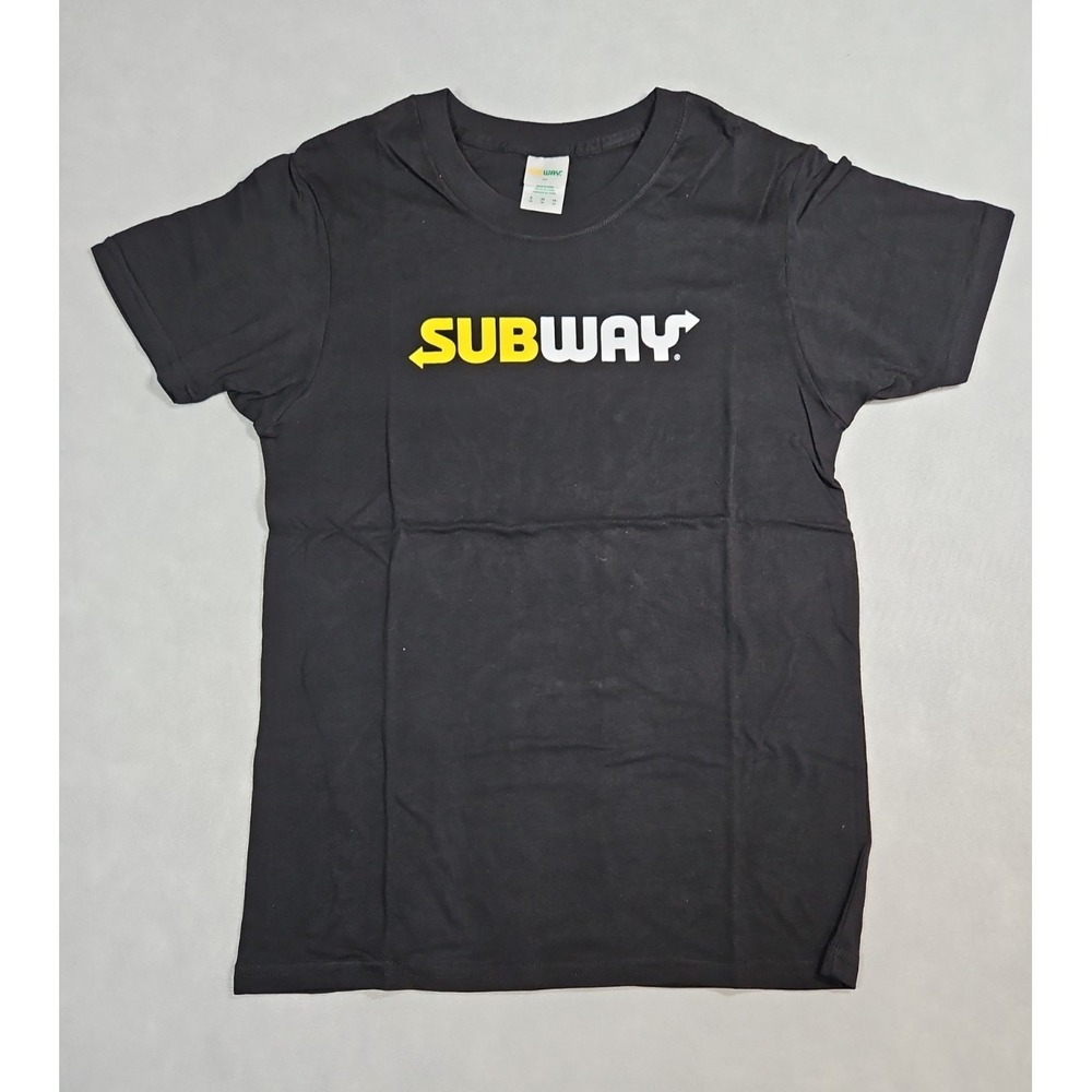 Subway Mens Black Logo‎ Graphic Print T Shirt Size Small NWOT